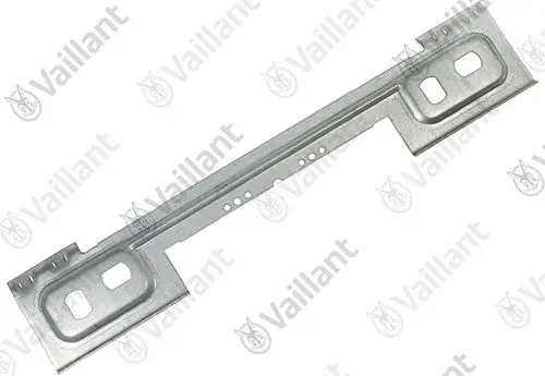 Metallhalter von Vaillant, längliche Form mit mehreren Löchern und Aussparungen, geeigneter Einsatz in Heizgeräte oder ähnlichen Anwendungen.